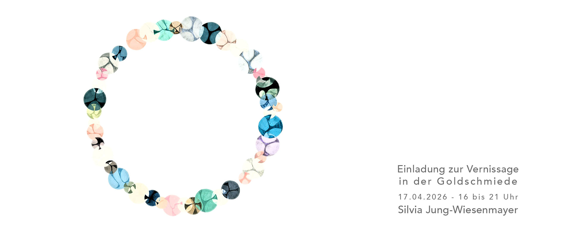 Einladung zur Vernissage am 17.04.2026 in der Goldwerkstatt Zwießler & Schulz, ehemals Helmut Schmid Schmuck, Bahnhofstraße 4, 87509 Immenstadt 