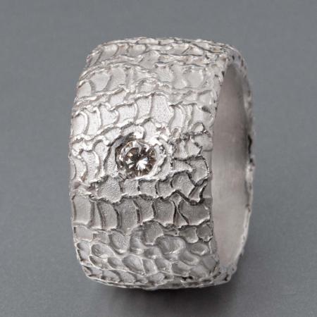 Silberring breit matt Brillantring, Geschenkidee zu Weihnachten für Frauen
