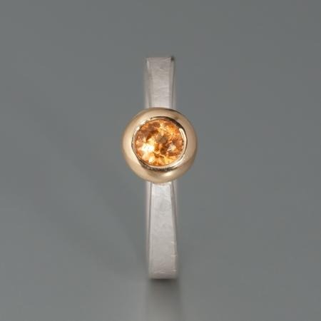 925 Silber, Schöner Schmuckring mit orangem Granat, Mandarin-Granat Schmuck, handgemachter Silberring