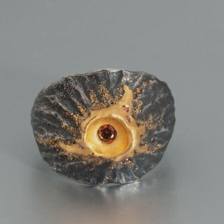Vulkanring aus 925 Silber, Bergschmuck, ausgefallener Silberring, Schmuckdesign von der Natur inspiriert, 