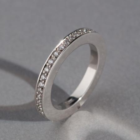 Vorsteckring, Memoirering in Weißgold mit Brillanten, Brillantschmuck