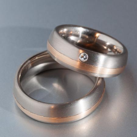 Trauringe Bicolor Weißgold Rotgold Brillant