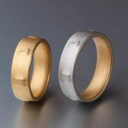 Trauring paar Niessing 750 Gelbgold 950 Platin Bicolor