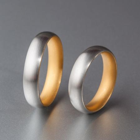 Trauringe Bicolor Niessing - Platin Gelbgold Feingold - Matt schlicht elegant