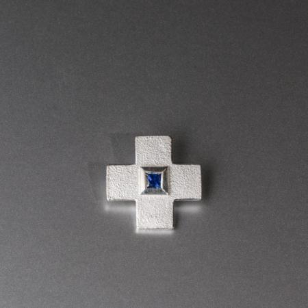 Silber Saphir Kreuz Anhänger, online shop, Taufgeschenk, Silberschmuck mit Edelstein, Unikatschmuck 