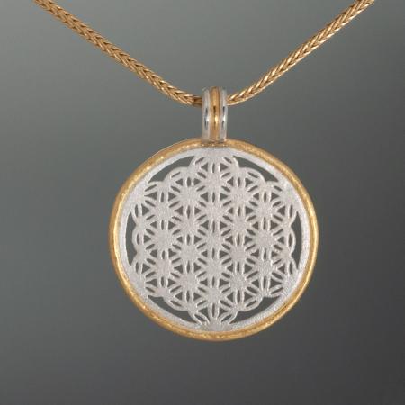 Handgemachter Schmuckanhänger mit Lebensblume, schöne Lebensblumenanhänger in Silber und Gold online kaufen