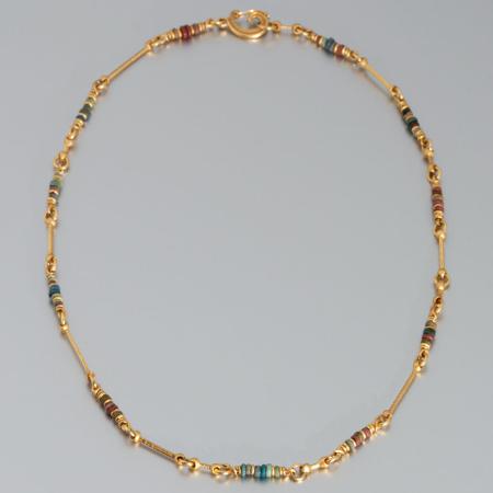 Halskette aus echtem Gold für Frauen, ägyptische Fayence Perlen, Geschenkidee zu Weihnachten Schmuck, Schmuckgeschenke für Frauen online kaufen
