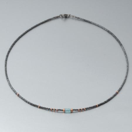 Halsschmuck Collier Aquamarin Rotgold bicolor