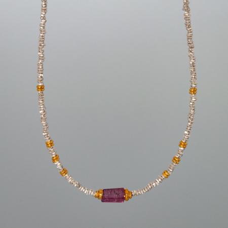 Silber Kette bicolor rosa Edelstein Turmalin