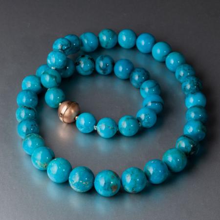 Türkiskette, Edelsteinschmuck, Roségold-Schloss, Unikatschmuck online kaufen