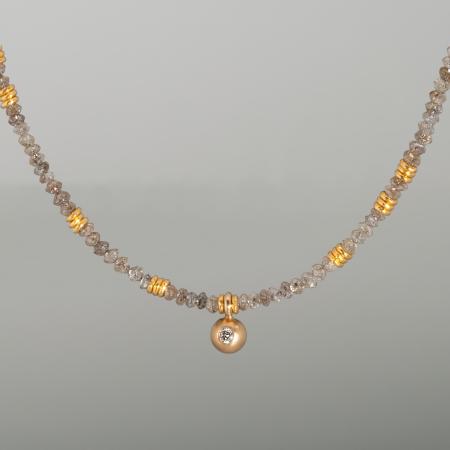 Diamant Halskette, schöne Damenhalskette aus grauen Diamanten, außergewöhnliche Edelsteinketten, Halsschmuck für Frauen, 