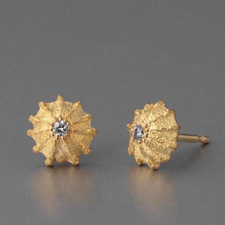 Gold Ohrstecker matt lupenreiner Brillant 