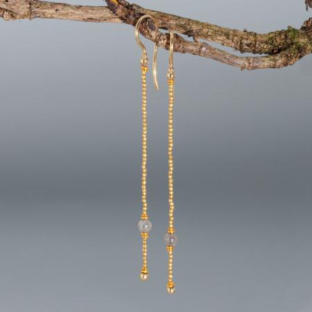 Ohrhänger aus Gold, handgefertigte Ohrrringe zum hängen, Diamantkugel, Ohrringe online bestellen