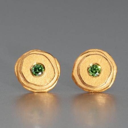Gold Ohrstecker matt grüner Edelstein, Schmuckgeschenke zu Weihnachten 
