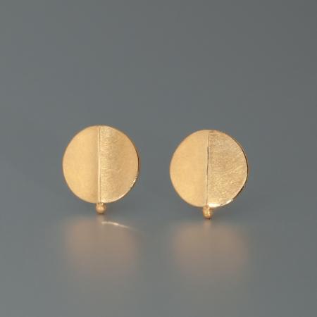 Goldohrringe-Kugel, runde Gold-Ohrstecker, schöne Damenohrringe aus Gold, Goldschmiedeschmuck, Unikat-Schmuck individuell anfertigen lassen, runde Ohrringe aus Gold, 900 Gelbgold
