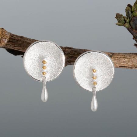 Silber Ohrringe Tropfen bicolor matt