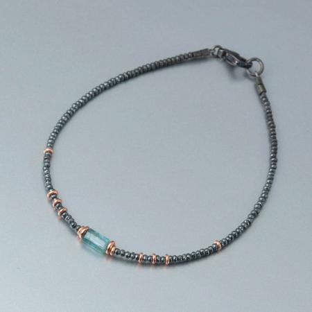 Armband bicolor Aquamarin Rotgold Silber 