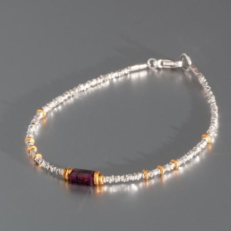 Armband Silber matt bicolor Turmalin