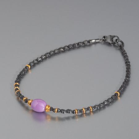 Armband Silber bicolor lila Edelstein