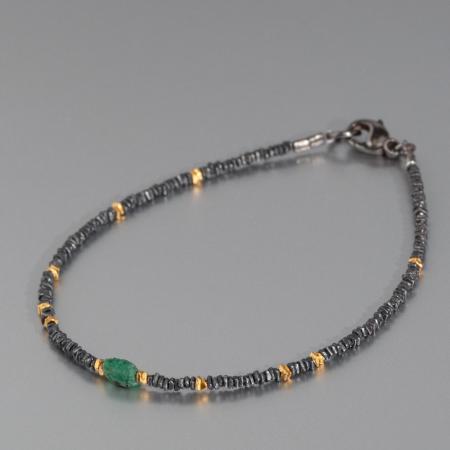 Armband Silber geschwärzt bicolor Edelstein Smaragd