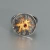 Vulkan Schmuck, Schmuckring 925 Silber, Goldschmiede-Schmuck, rote Brillanten, ausgefallener Schmuck, großer Silberring massiv, Geschenkidee zu Weihnachten Schmuck
