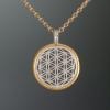 Kettenanhänger Lebensblume aus Silber mit Gold, Handgemachte Kettenanhänger online kaufen, Goldschmiede schmuck online bestellen