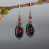 Handgefertigte Ohrhänger mit Turmalin und Rubin, Hochwertiger Unikatschmuck aus Silber und Gold, Ohrringe mit Edelsteinen Rot