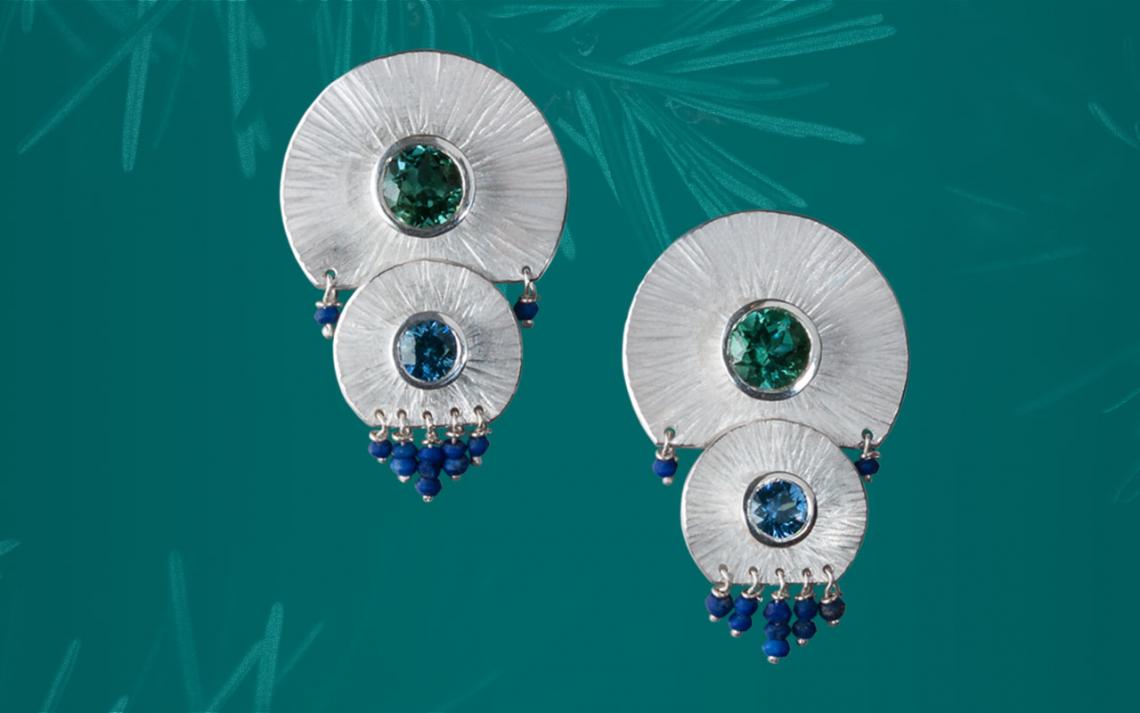 Silber-Ohrringe mit blauem Stein, Schmuck vom Goldschmied online kaufen, Unikat-Schmuck online bestellen 